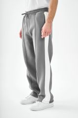 Breezy Koyu Gri Beyaz Şeritli Baggy Eşofman Altı