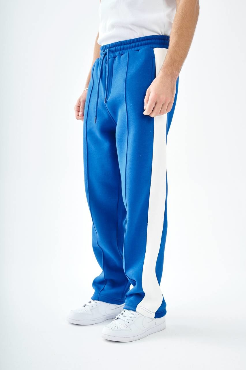 Breezy Saks Mavi Beyaz Şeritli Baggy Eşofman Altı