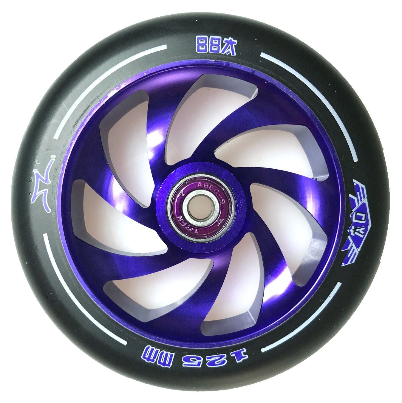 AO Spiral 125mm 88A Purple Titen Abec 9 Rulmanlı Scooter Tekerleği