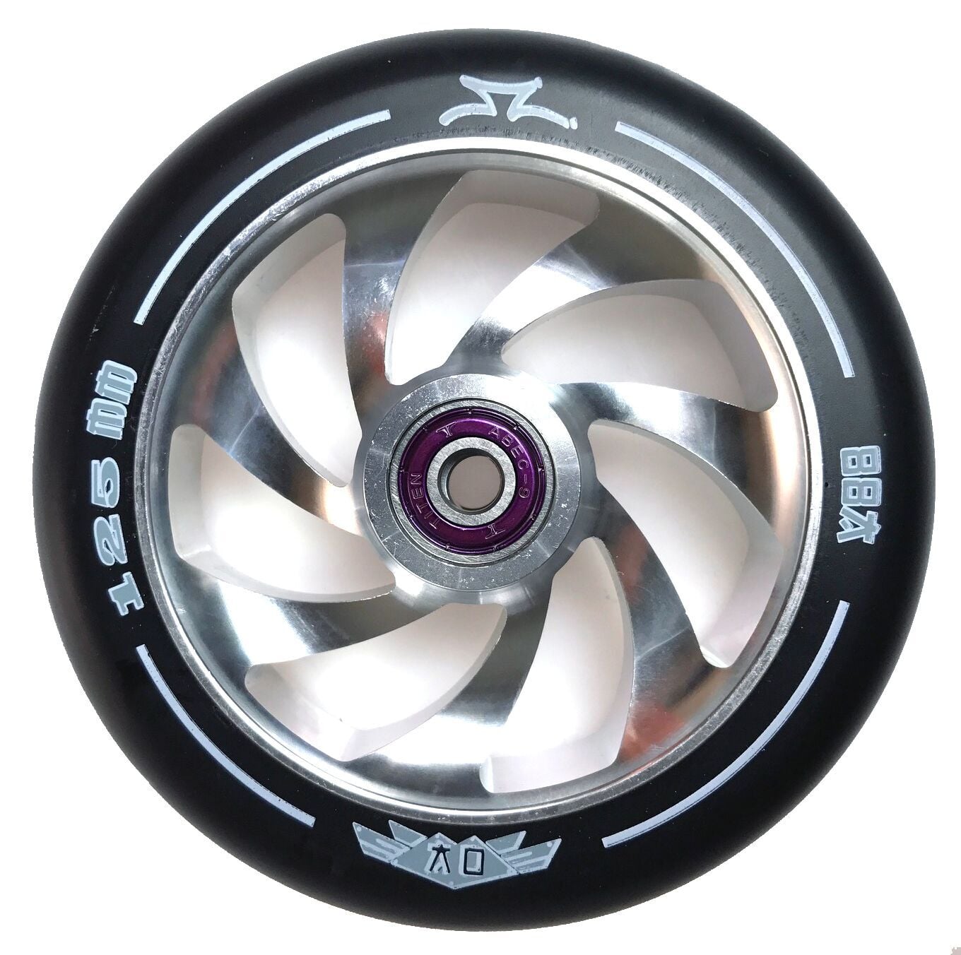 AO Spiral 125mm 88A Silver Titen Abec 9 Rulmanlı Scooter Tekerleği