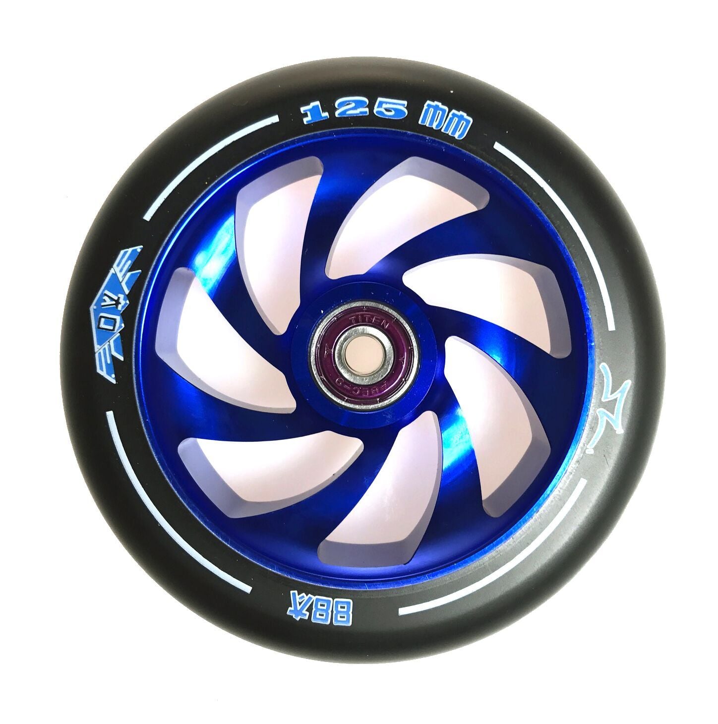 AO Spiral 125mm 88A Blue Titen Abec 9 Rulmanlı Scooter Tekerleği