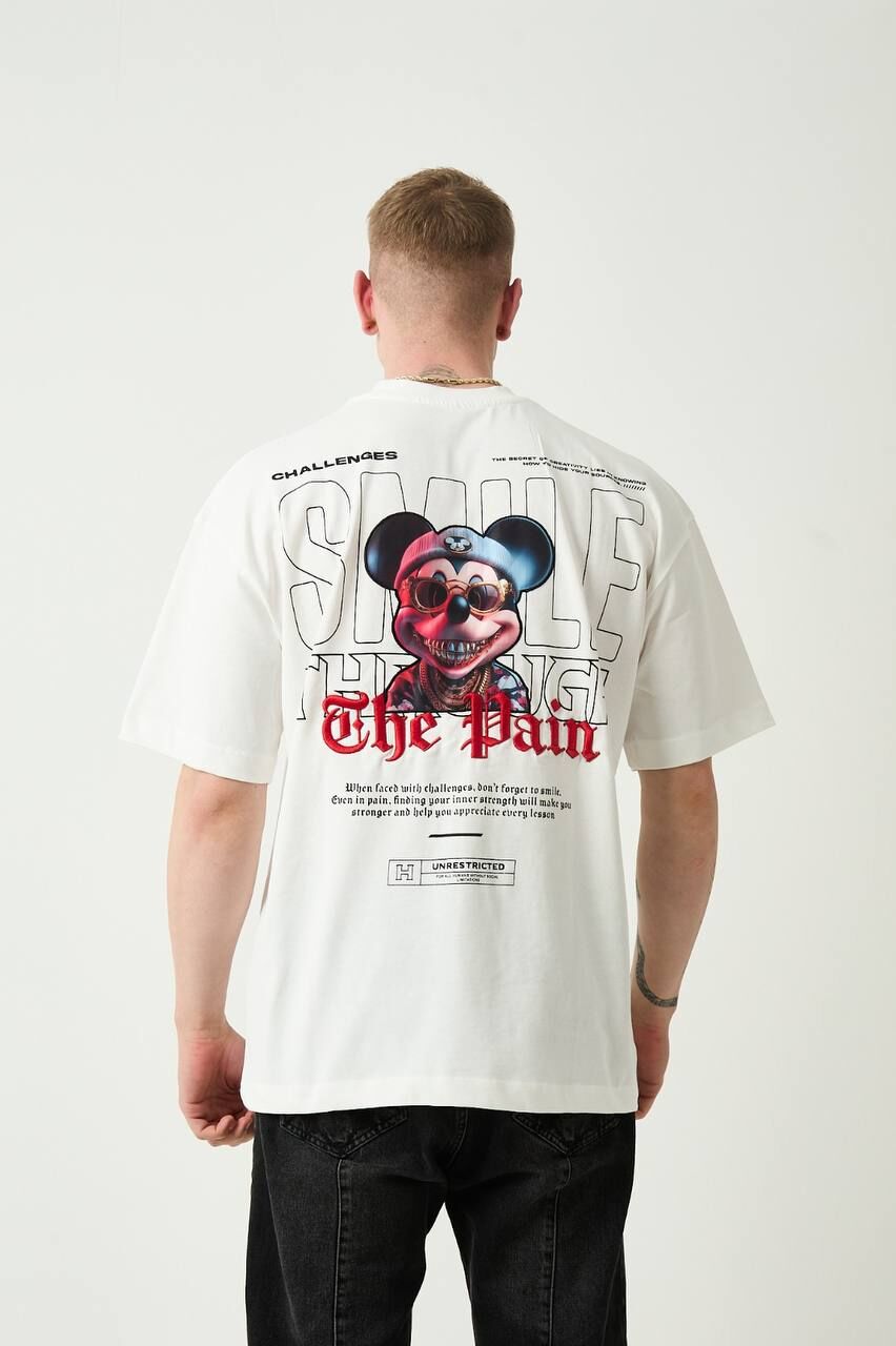 Rollie Smile Through The Pain Ekru Oversize T-Shirt