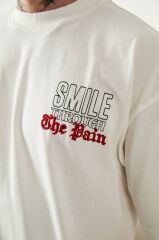 Rollie Smile Through The Pain Ekru Oversize T-Shirt