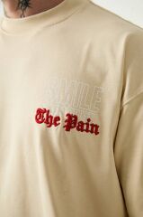 Rollie Smile Through The Pain Bej Oversize T-Shirt