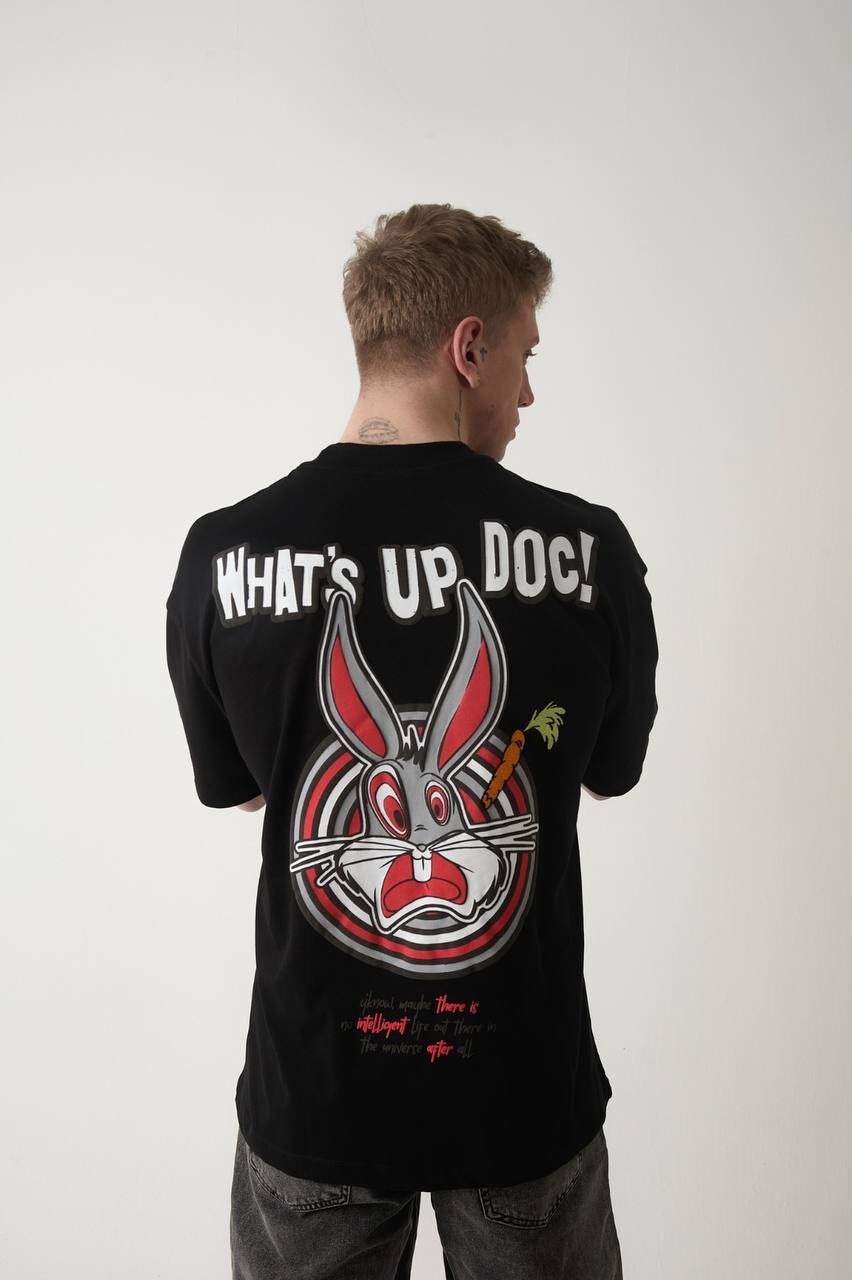 Rollie Whats Up Doc Siyah Oversize T-Shirt