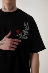 Rollie Whats Up Doc Siyah Oversize T-Shirt