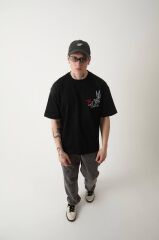 Rollie Whats Up Doc Siyah Oversize T-Shirt