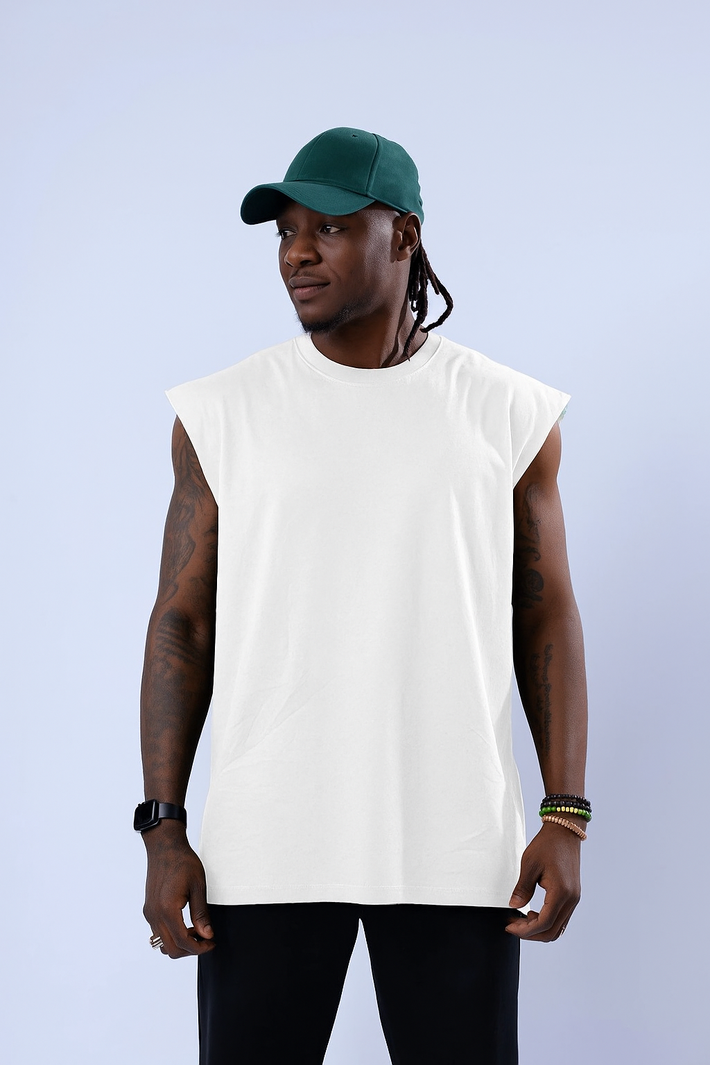 Jacey Jace Basic Oversize Kolsuz Beyaz T-Shirt