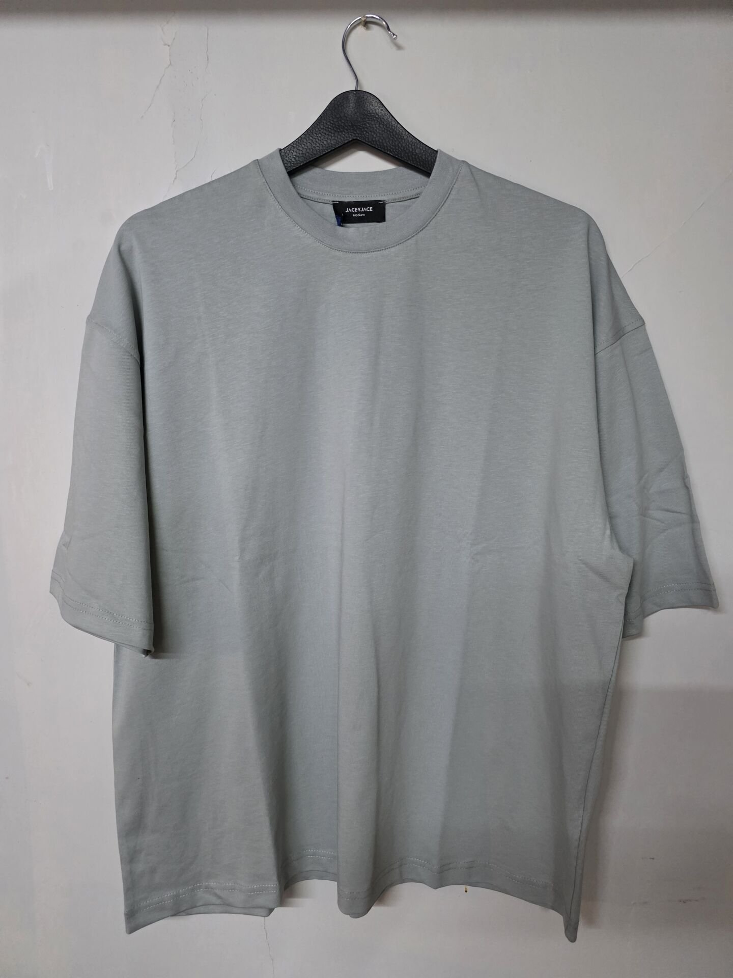 Jacey Jace Basic Oversize Boyama Gri T-Shirt