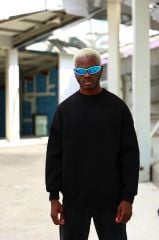 Rollie Basic Siyah Oversize Sweatshirt