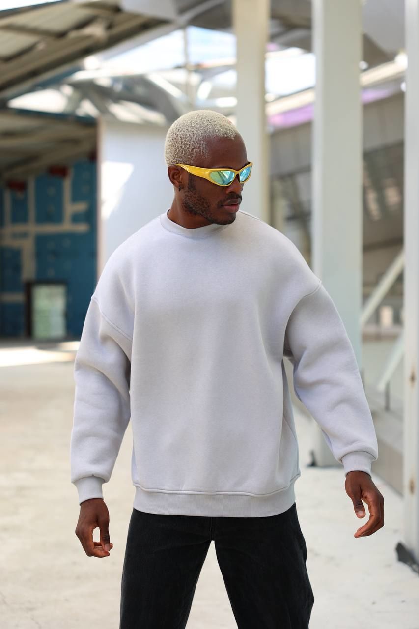 Rollie Basic Gri Oversize Sweatshirt
