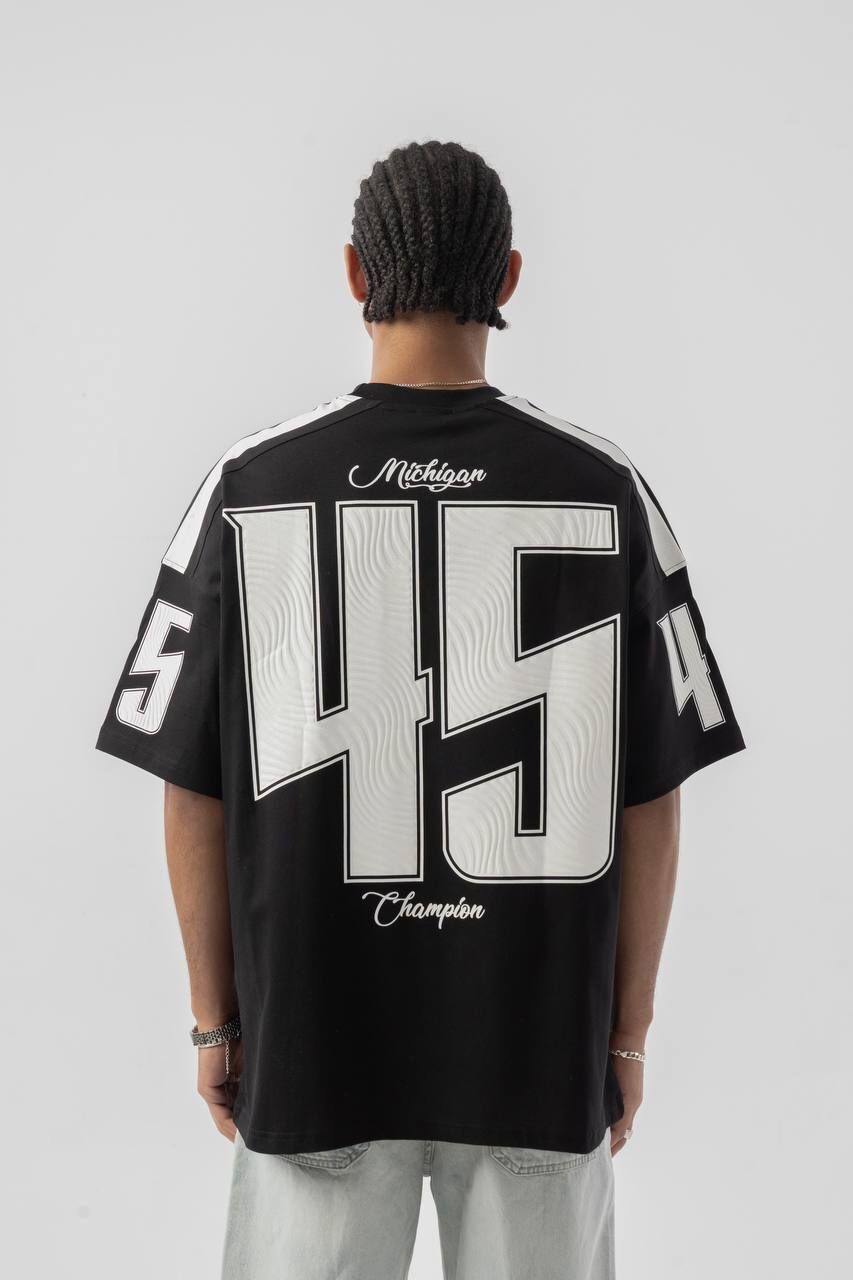 Jacey Jace Michigan Champion Oversize Siyah T-Shirt