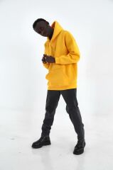 Rollie Basic Sarı Kapüşonlu Oversize Sweatshirt
