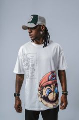 Jacey Jace Super Mario Oversize Beyaz T-Shirt