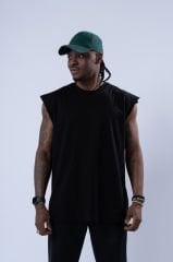 Jacey Jace Basic Oversize Kolsuz Siyah T-Shirt