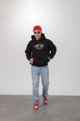 Jacey Jace Siyah Forever Sharp Oversize Kapüşonlu Sweatshirt