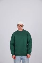 Jacey Jace Yeşil Basic Oversize Sweatshirt