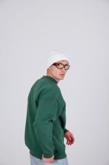 Jacey Jace Yeşil Basic Oversize Sweatshirt