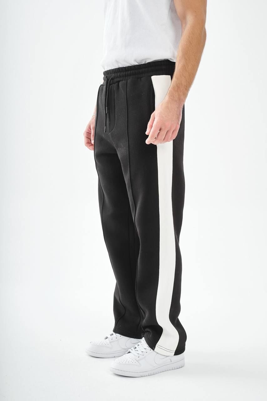 Breezy Siyah Beyaz Şeritli Baggy Eşofman Altı