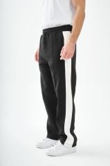 Breezy Siyah Beyaz Şeritli Baggy Eşofman Altı