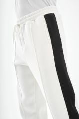 Breezy Beyaz Siyah Şeritli Baggy Eşofman Altı